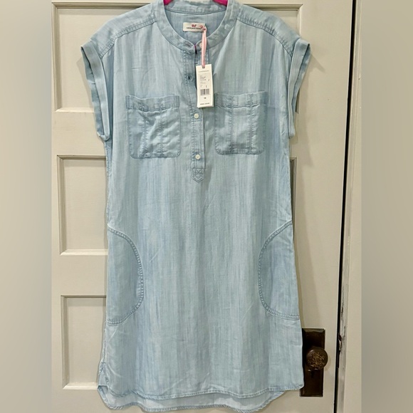 Vineyard Vines Jake Blue Chambray Margo Shirt Dress NWT Size 10 - Picture 3 of 4